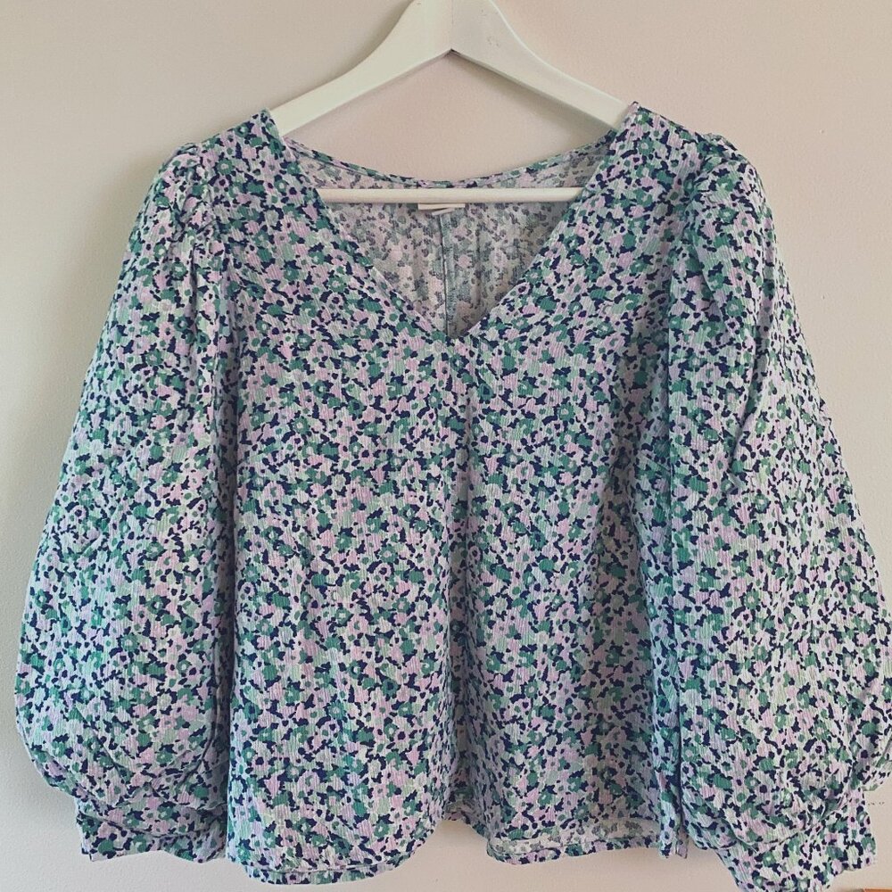 A New Day Floral Blouse - Blue and Purple